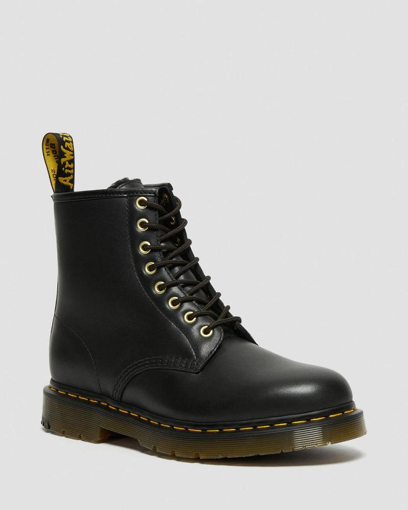 Dr Martens 1460 DM\'s Wintergrip Læder Arbejdsstøvler Dame Sort | DK 393PJJ